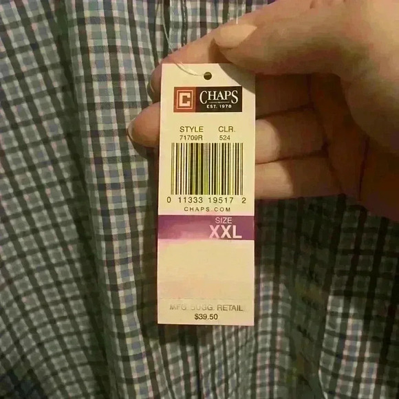 Chaps Plaid XXL Men’s Button Down Short Sleeve Shirt Light blue NWT - Picture 7 of 9
